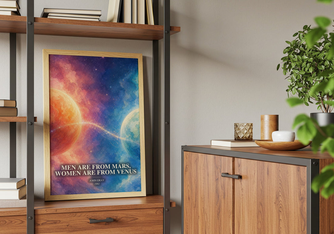 Men are From Mars, Women are From Venus book watercolour illustration paper finish options – matte satin gloss