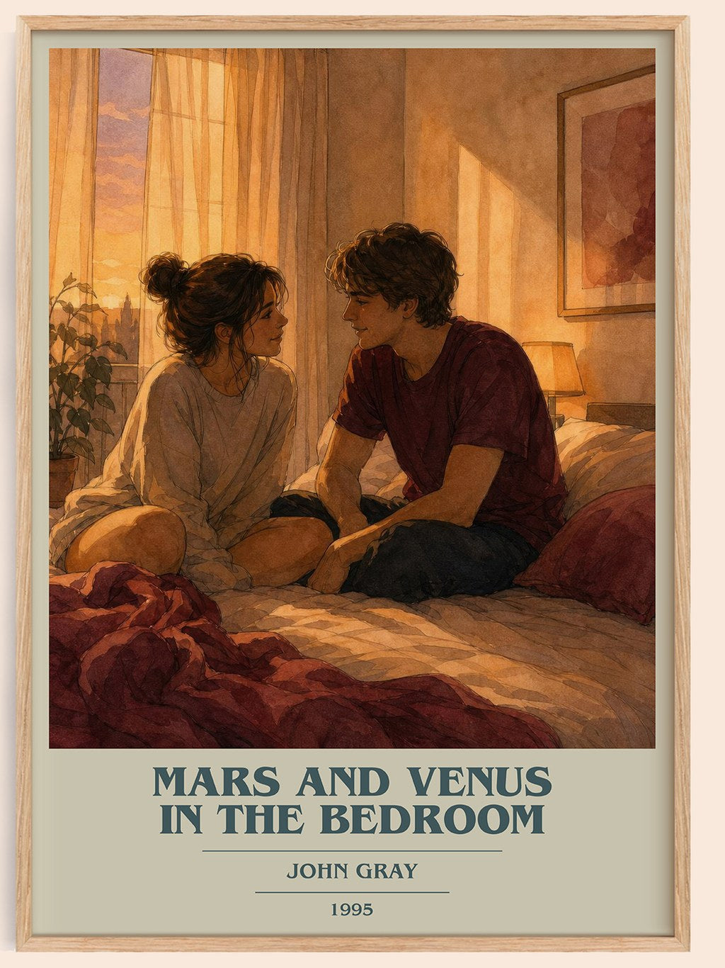 Mars and Venus in the bedroom book cover book poster by John Gray – framed literary art print