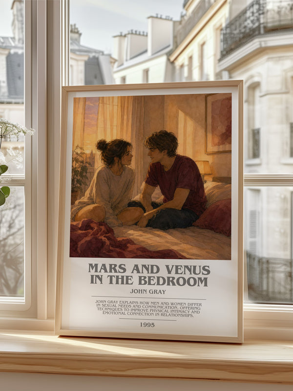 Mars and Venus in the bedroom bookish poster colour and style options – John Gray book art