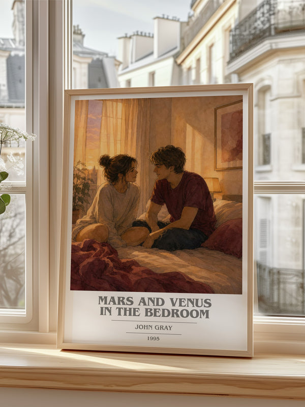 Mars and Venus in the bedroom book cover poster colour and style options – John Gray book art