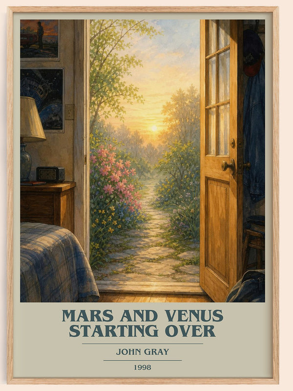 Mars and Venus Starting Over book cover book poster by John Gray – framed literary art print