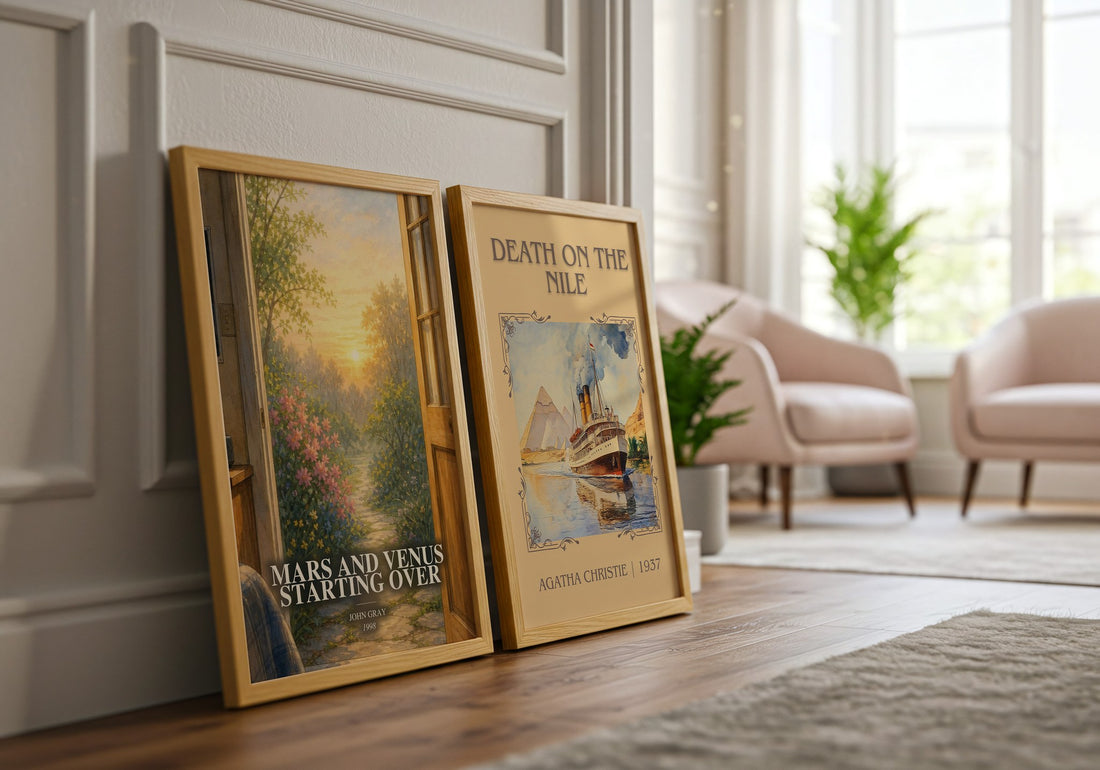 Mars and Venus Starting Over watercolour print framed by window – literary home decor