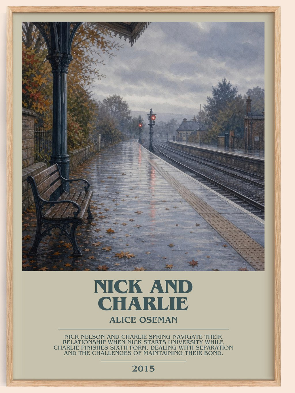 Nick and Charlie bookish book poster by Alice Oseman – framed literary art print