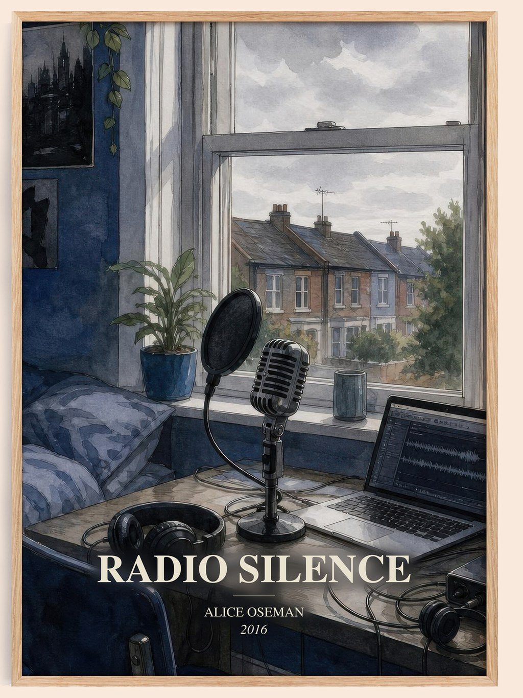 Radio Silence watercolour book poster by Alice Oseman – framed literary art print