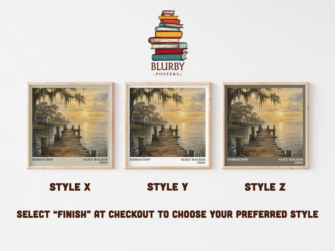 Barracoon literary print in frame leaning in hallway – memoir wall art (mockup)