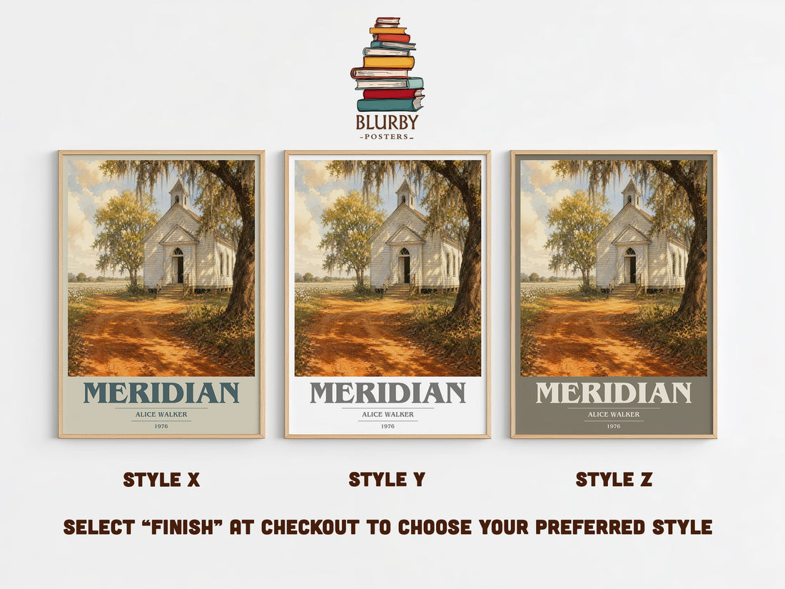 Meridian book cover print in frame leaning in hallway – literary fiction wall art (mockup)