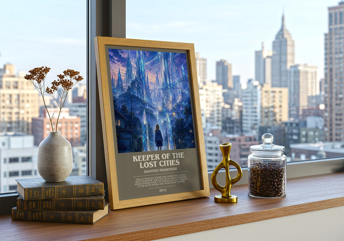 Keeper of the Lost Cities bookish print framed by window – literary home decor