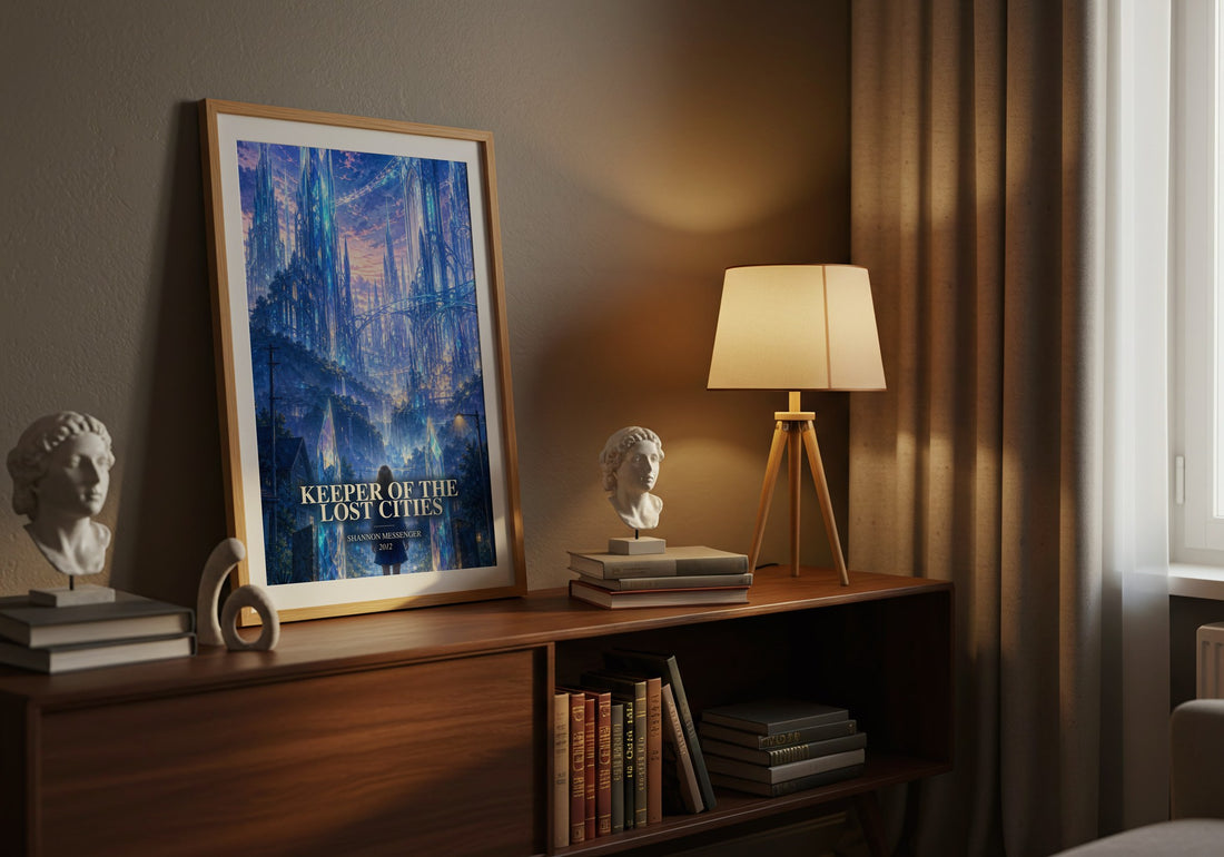 Keeper of the Lost Cities watercolour print on bookshelf – Shannon Messenger fan gift