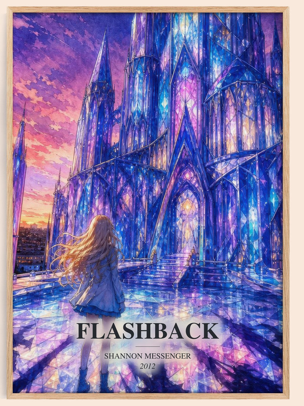 Flashback watercolour book poster by Shannon Messenger – framed literary art print
