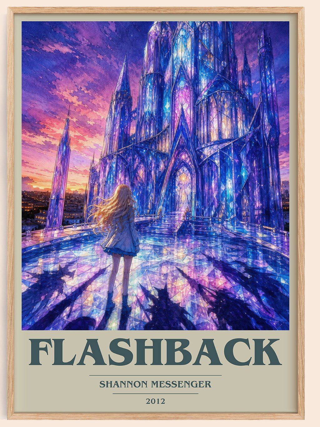 Flashback book cover book poster by Shannon Messenger – framed literary art print
