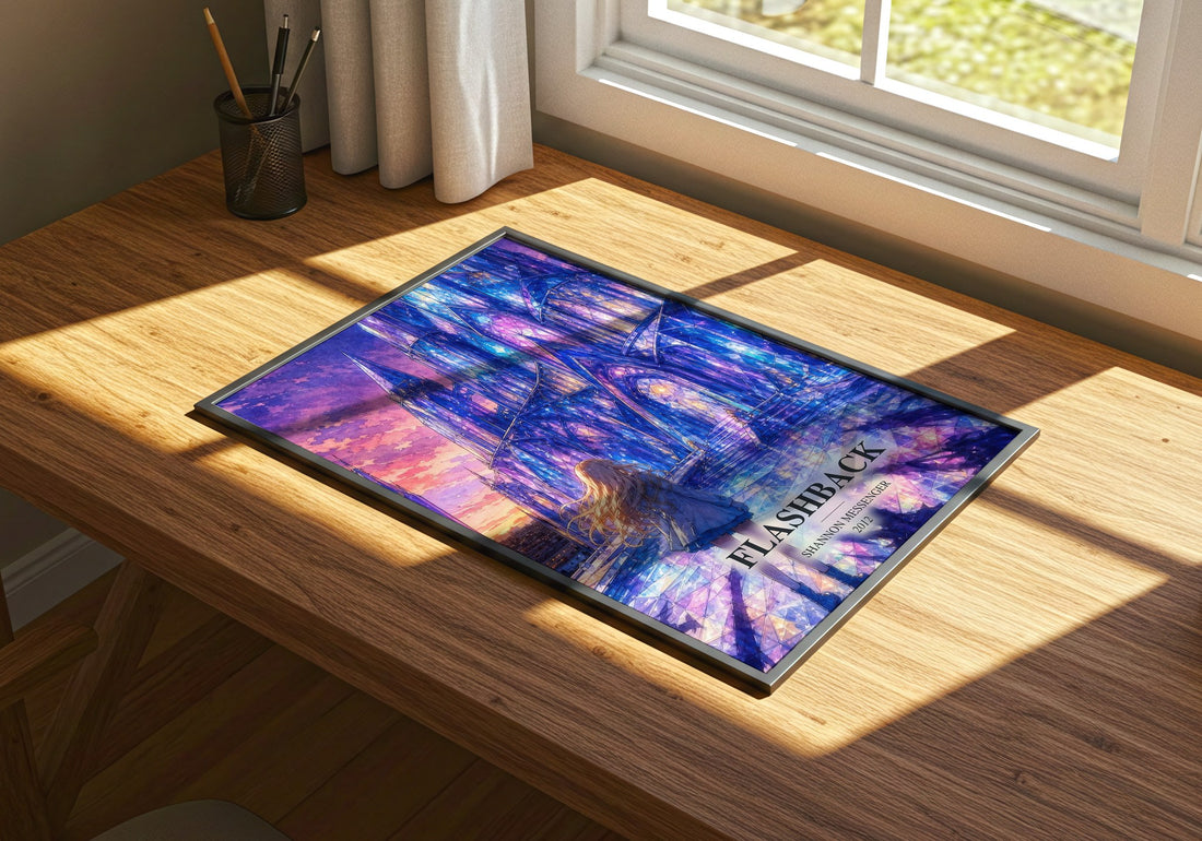 Flashback watercolour book poster framed on wall – fantasy wall art