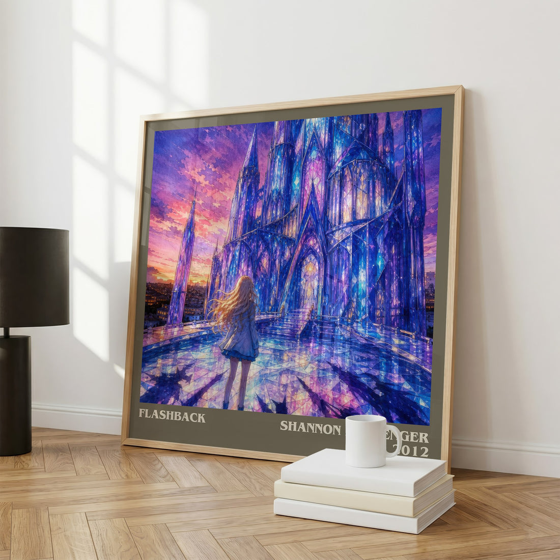 Flashback literary print framed by window – literary home decor