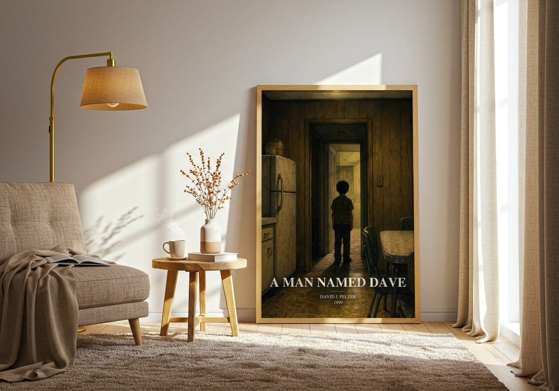 A man named Dave watercolour print in frame leaning in hallway – memoir wall art