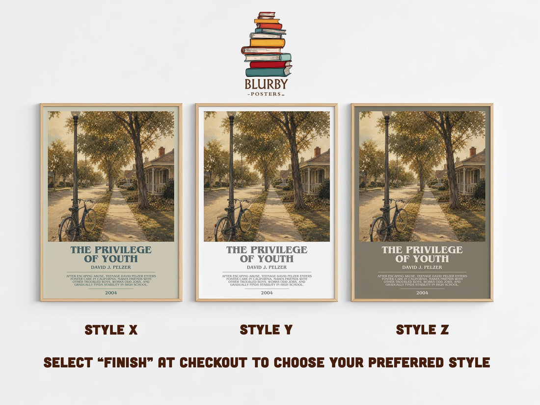 The Privilege of Youth bookish print in frame leaning in hallway – memoir wall art (mockup)