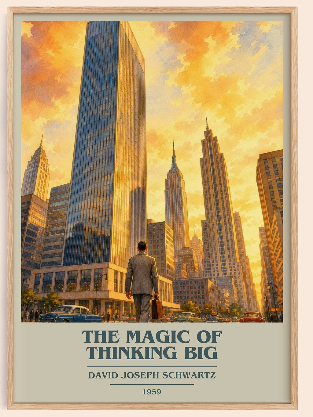 The Magic of Thinking Big book cover book poster by David Joseph Schwartz – framed literary art print