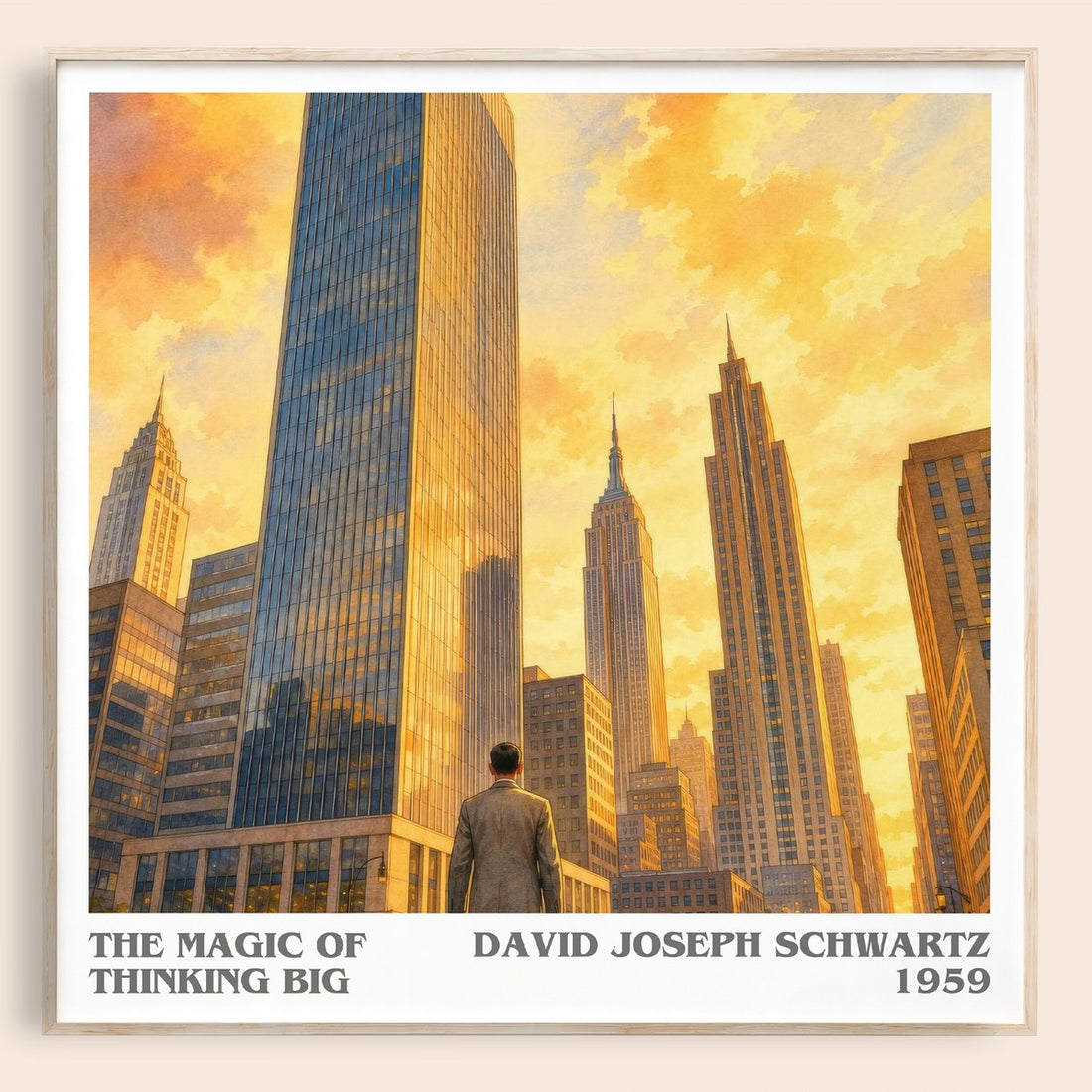 The Magic of Thinking Big literary book poster by David Joseph Schwartz – framed literary art print