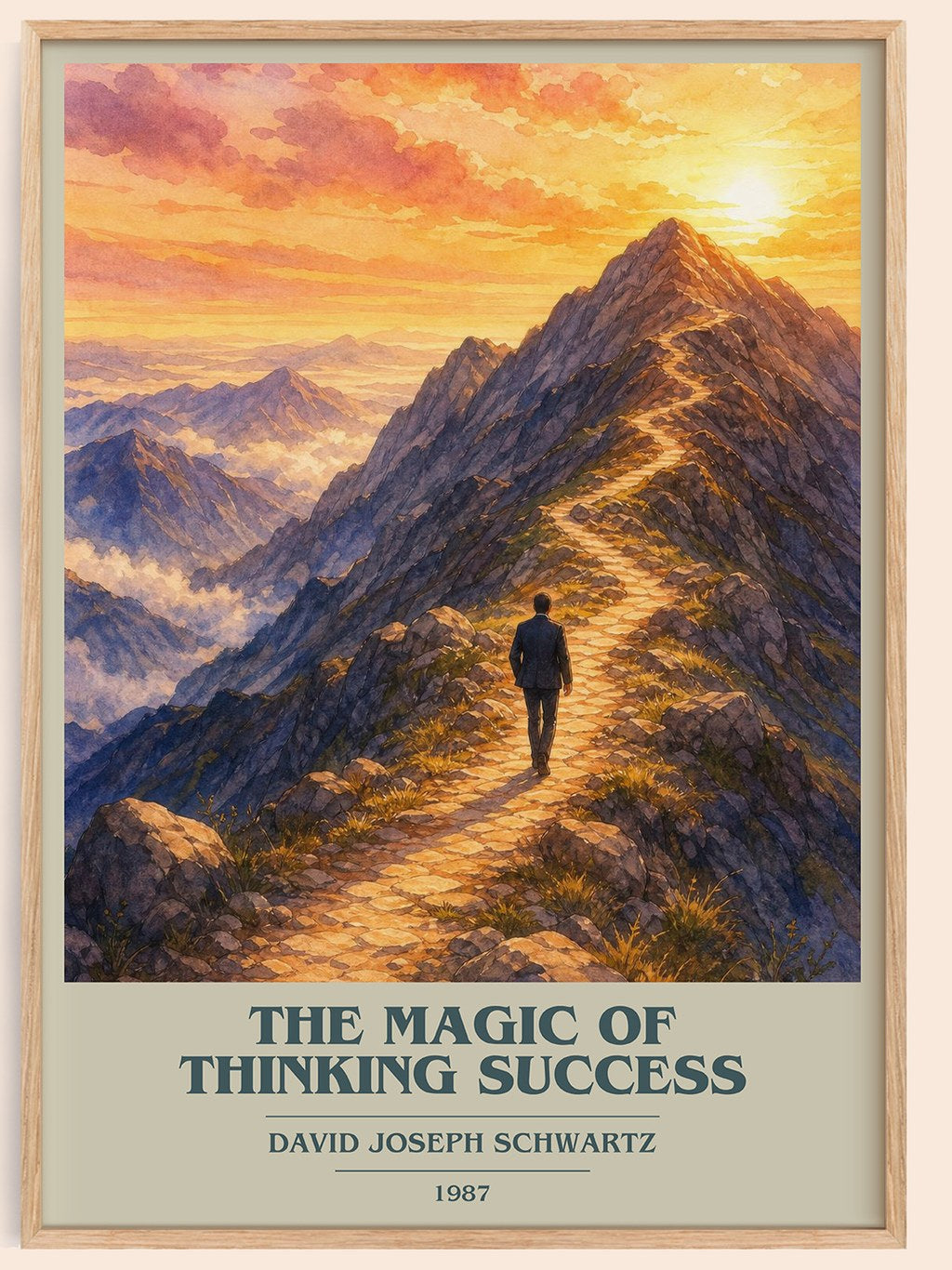 The Magic of Thinking Success book cover book poster by David Joseph Schwartz – framed literary art print