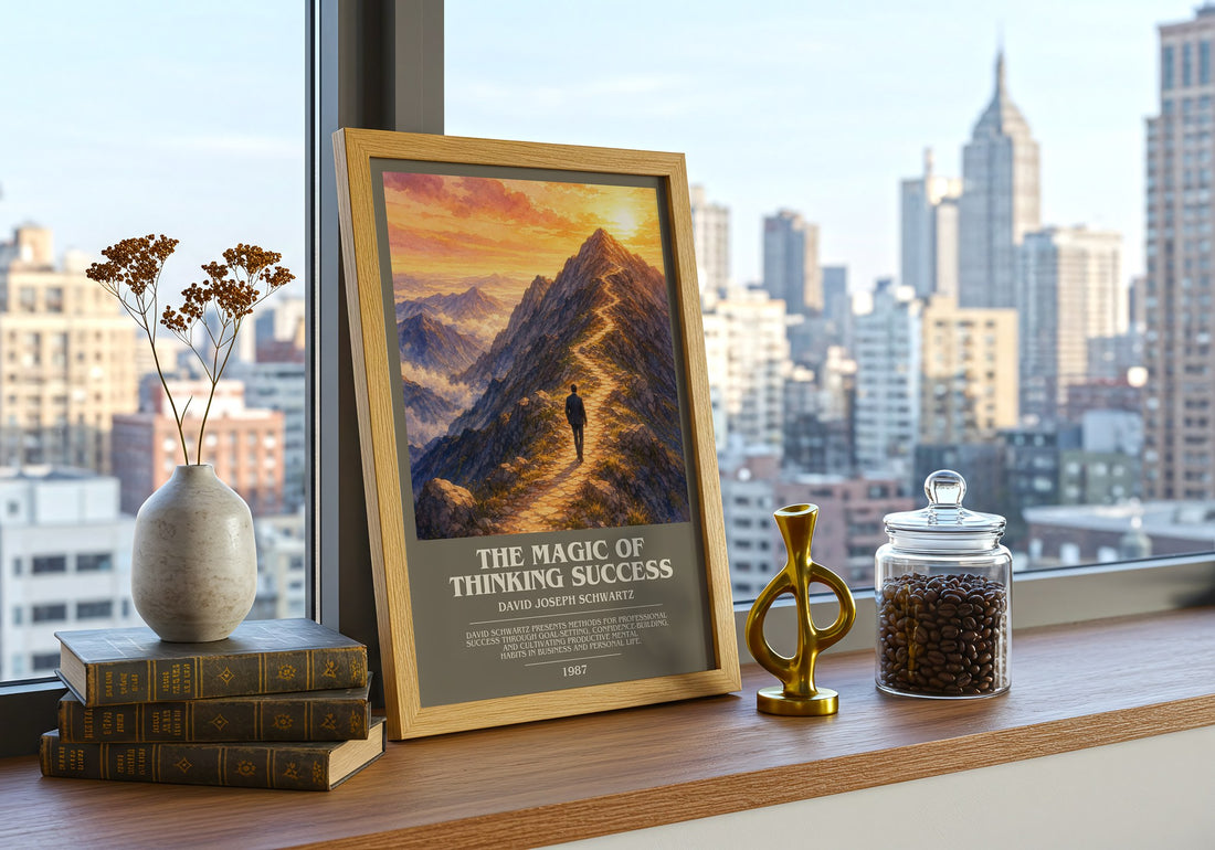 The Magic of Thinking Success bookish print framed by window – literary home decor