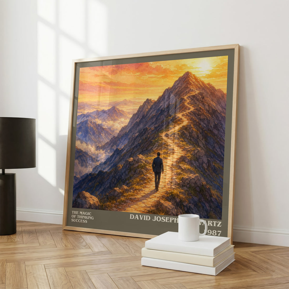 The Magic of Thinking Success literary print framed by window – literary home decor