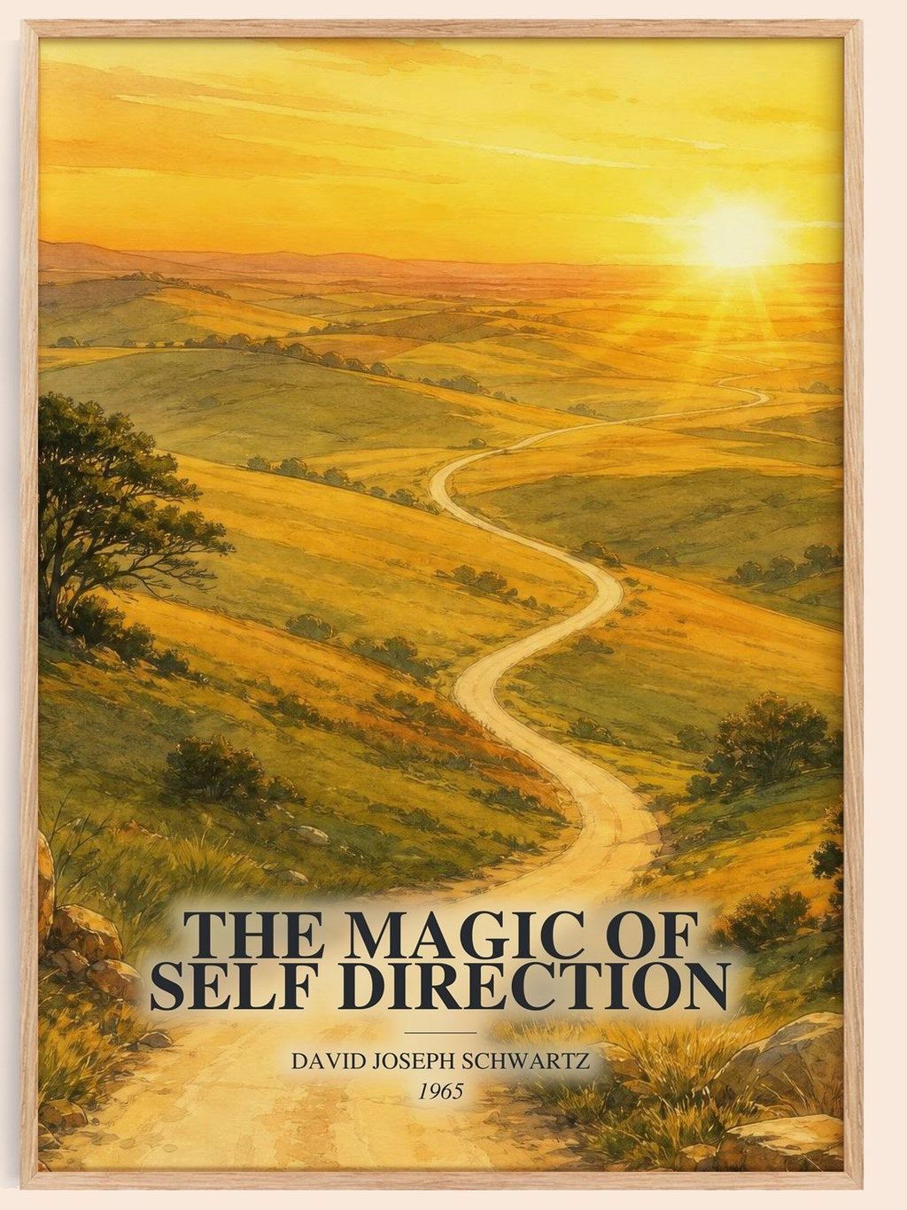 The Magic of Self Direction watercolour book poster by David Joseph Schwartz – framed literary art print