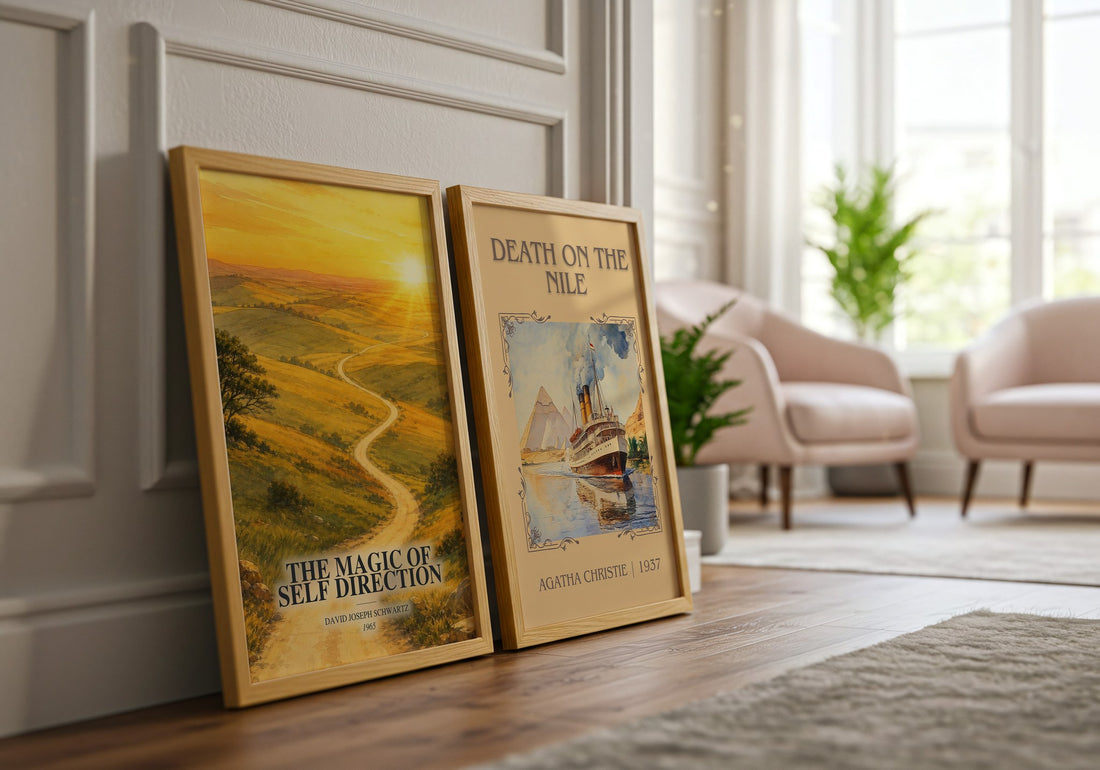 The Magic of Self Direction watercolour print framed by window – literary home decor