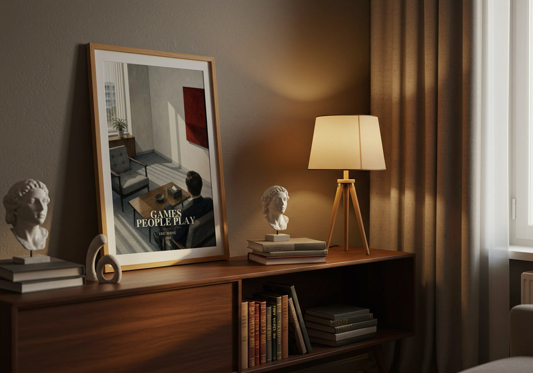 Games People Play watercolour print on bookshelf – Eric Berne fan gift