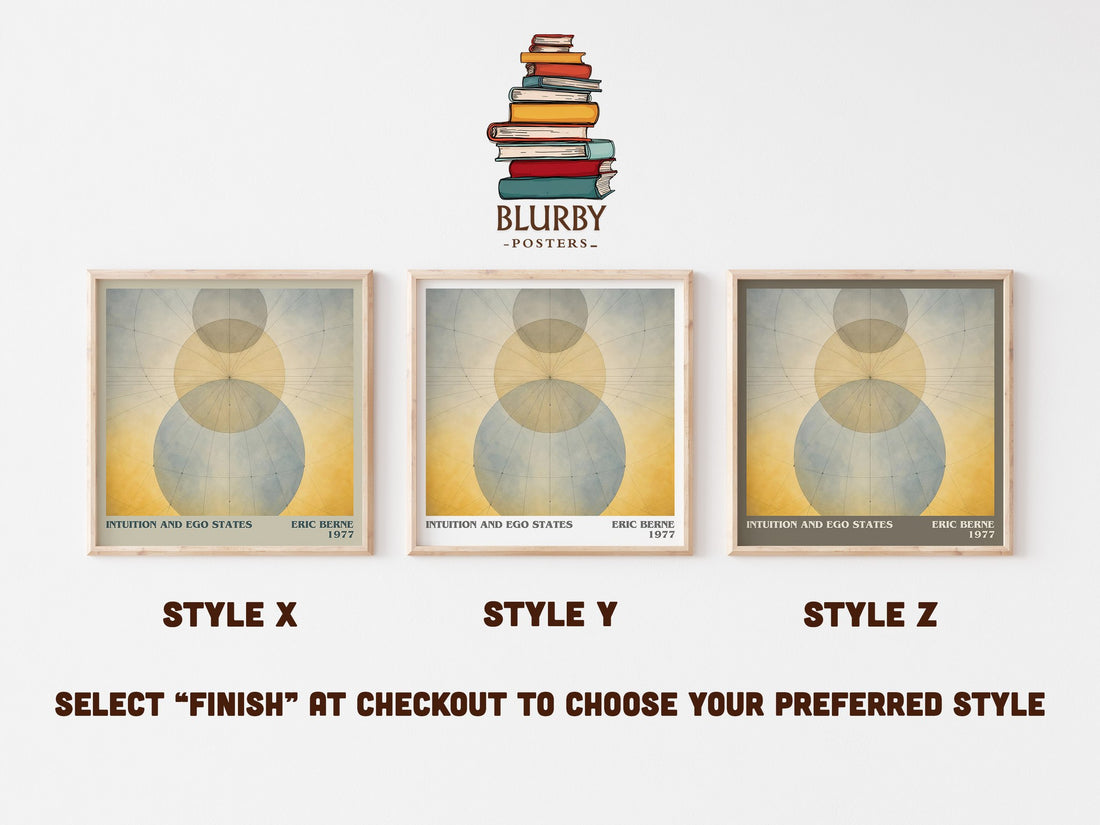 Intuition and ego states literary print in frame leaning in hallway – non fiction wall art (mockup)
