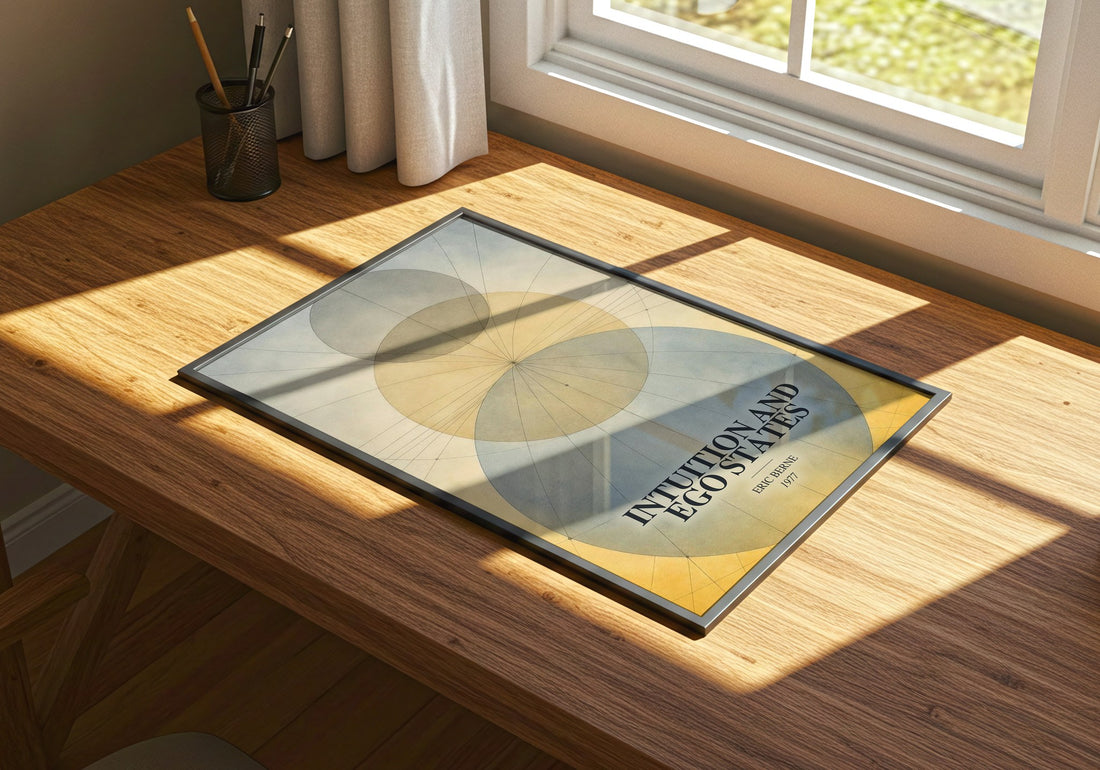 Intuition and ego states watercolour book poster framed on wall – non fiction wall art