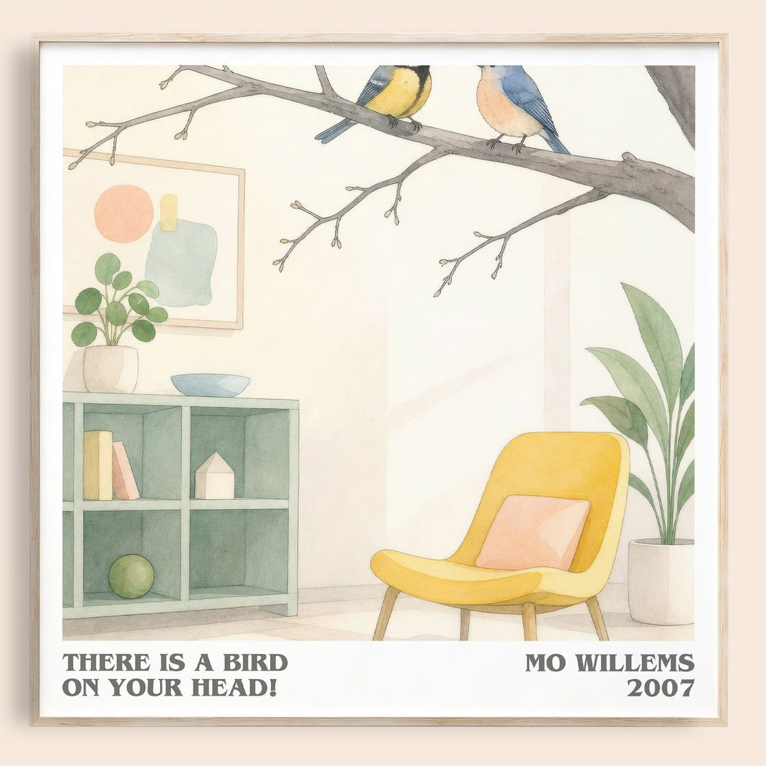 There is a bird on your head! literary book poster by Mo Willems – framed literary art print