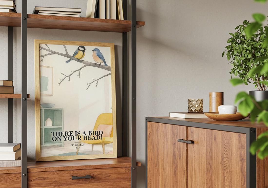 There is a bird on your head! book watercolour illustration paper finish options – matte satin gloss