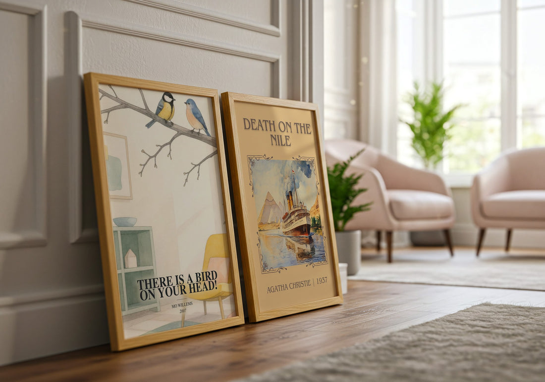 There is a bird on your head! watercolour print framed by window – literary home decor