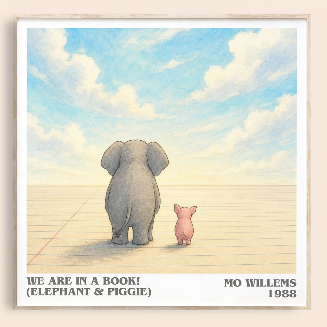 We Are in a Book! (Elephant & Piggie) literary book poster by Mo Willems – framed literary art print