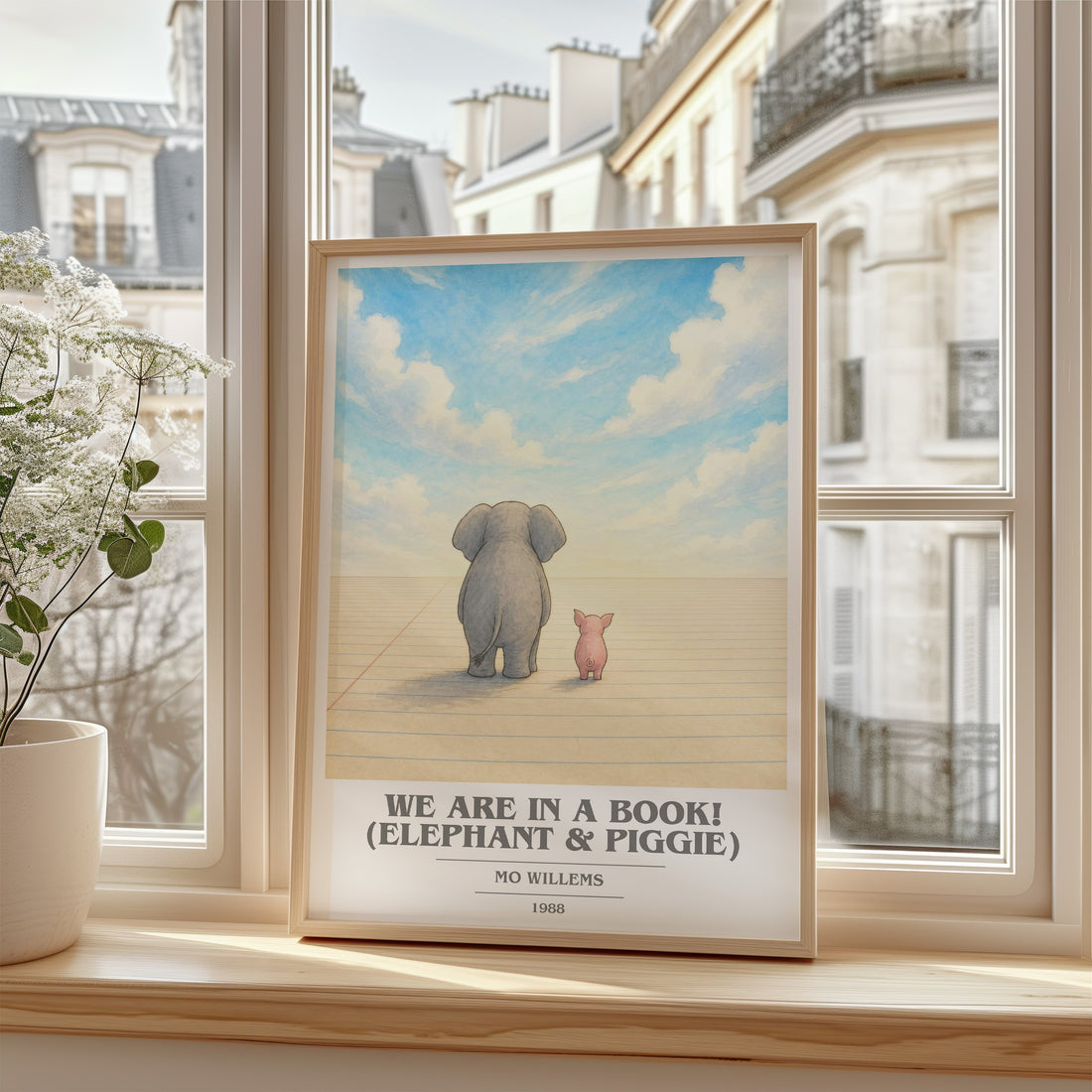 We Are in a Book! (Elephant & Piggie) book cover poster colour and style options – Mo Willems book art