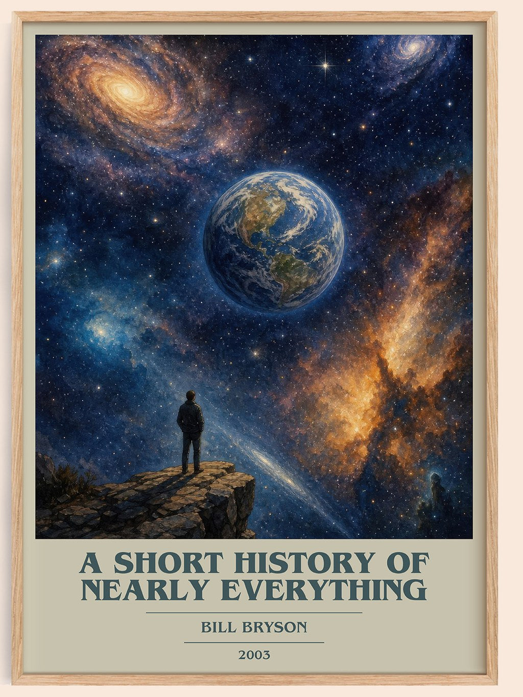 A short history of nearly everything book cover book poster by Bill Bryson – framed literary art print