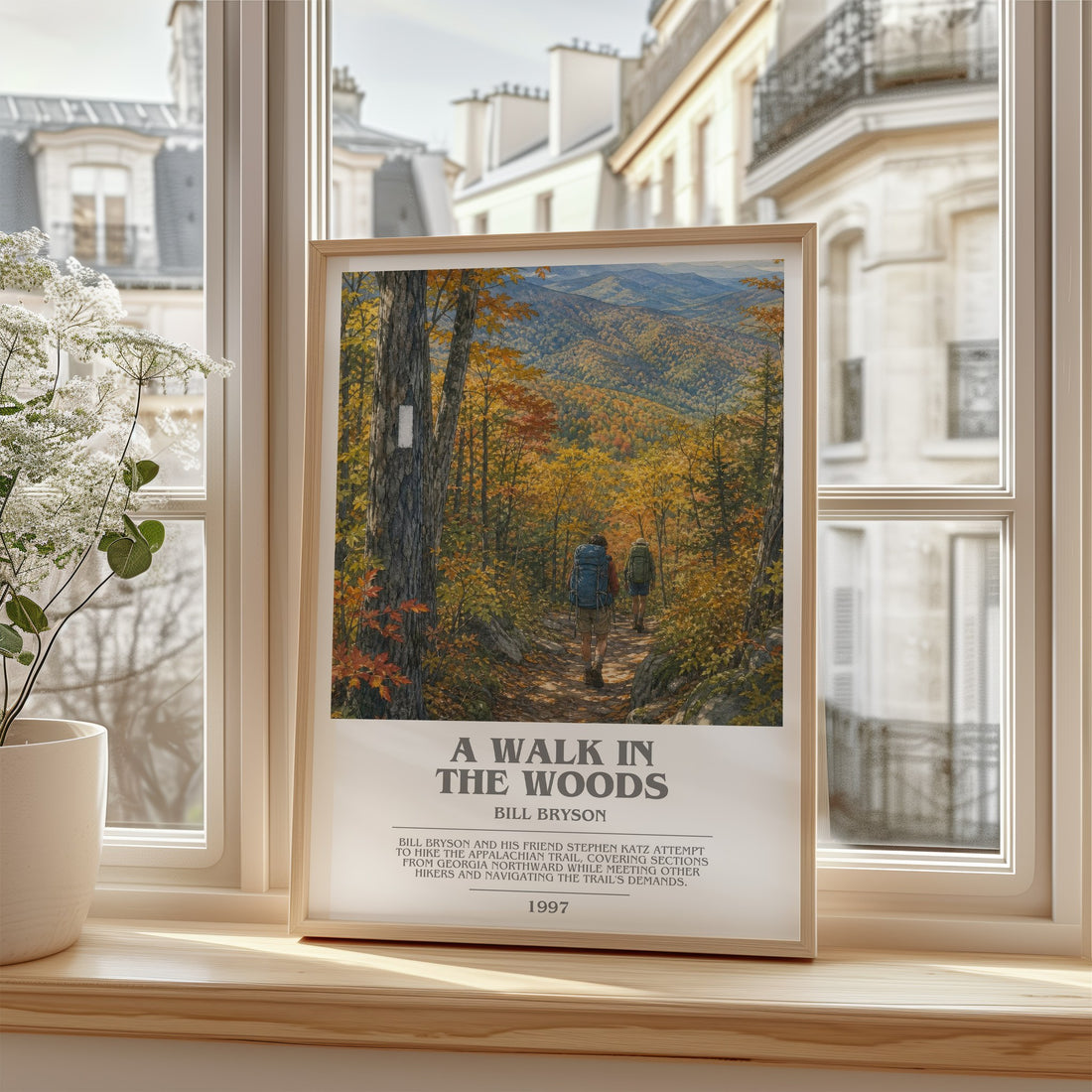 A Walk in the Woods bookish poster colour and style options – Bill Bryson book art