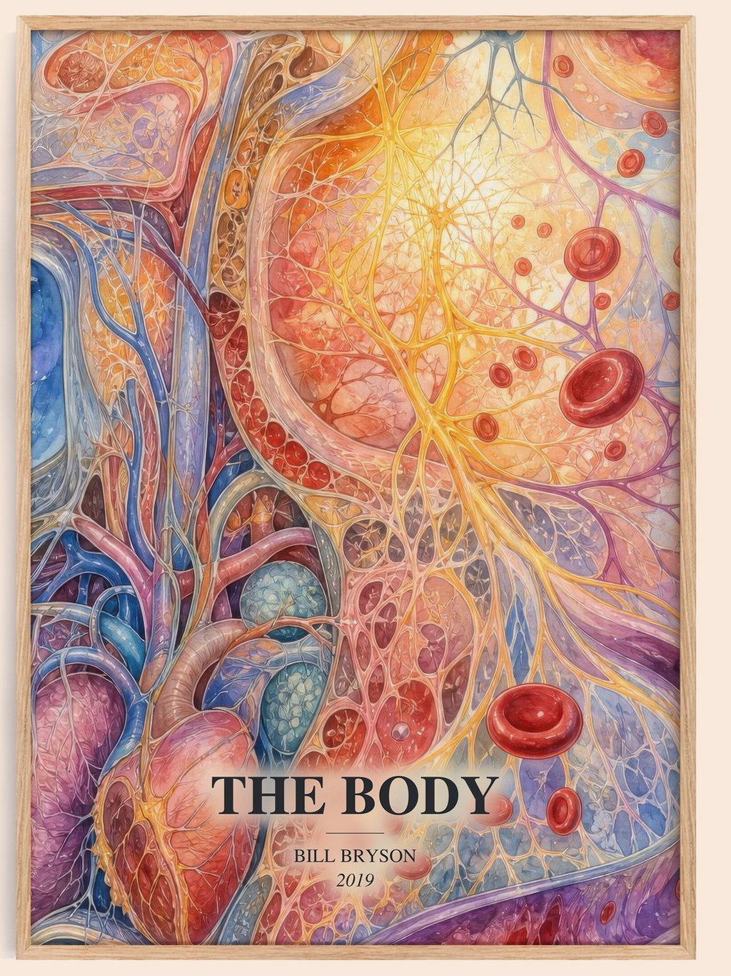 The Body watercolour book poster by Bill Bryson – framed literary art print