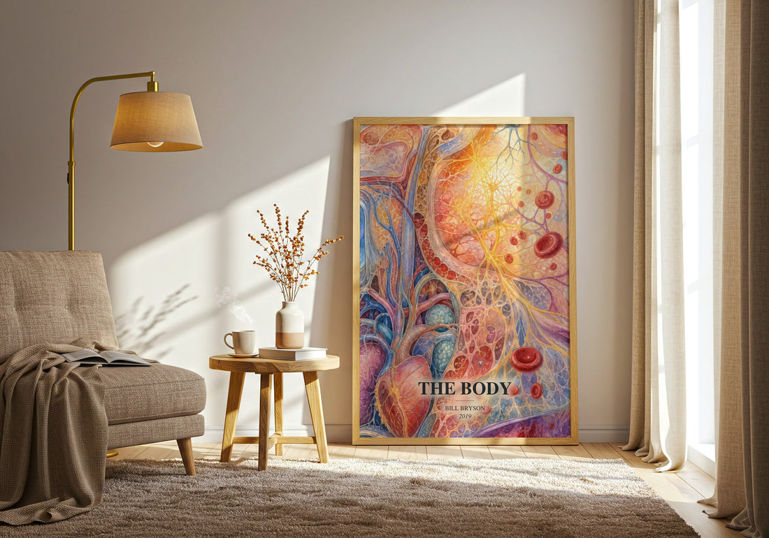 The Body watercolour print in frame leaning in hallway – non fiction wall art