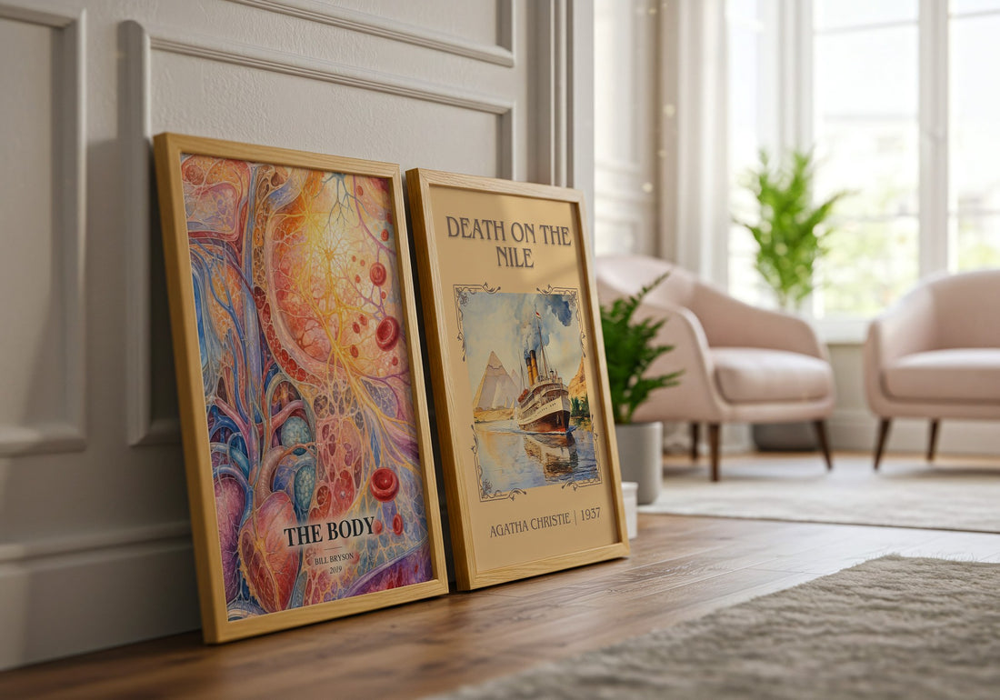 The Body watercolour print framed by window – literary home decor