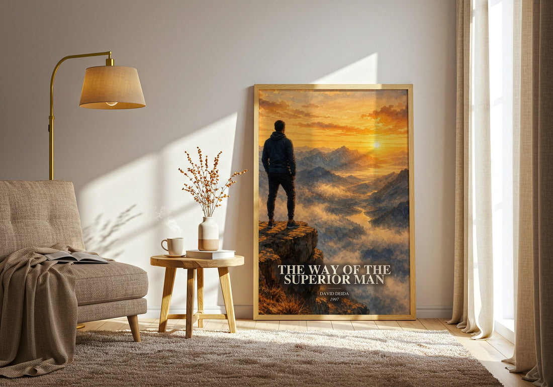 The way of the superior man watercolour print in frame leaning in hallway – non fiction wall art