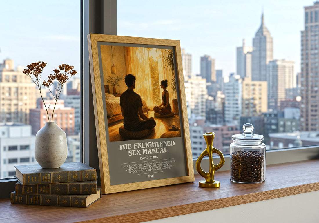The Enlightened Sex Manual bookish print framed by window – literary home decor