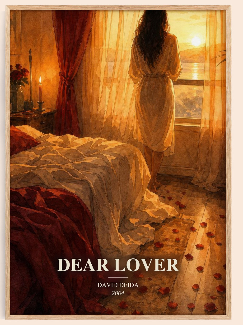 Dear Lover watercolour book poster by David Deida – framed literary art print