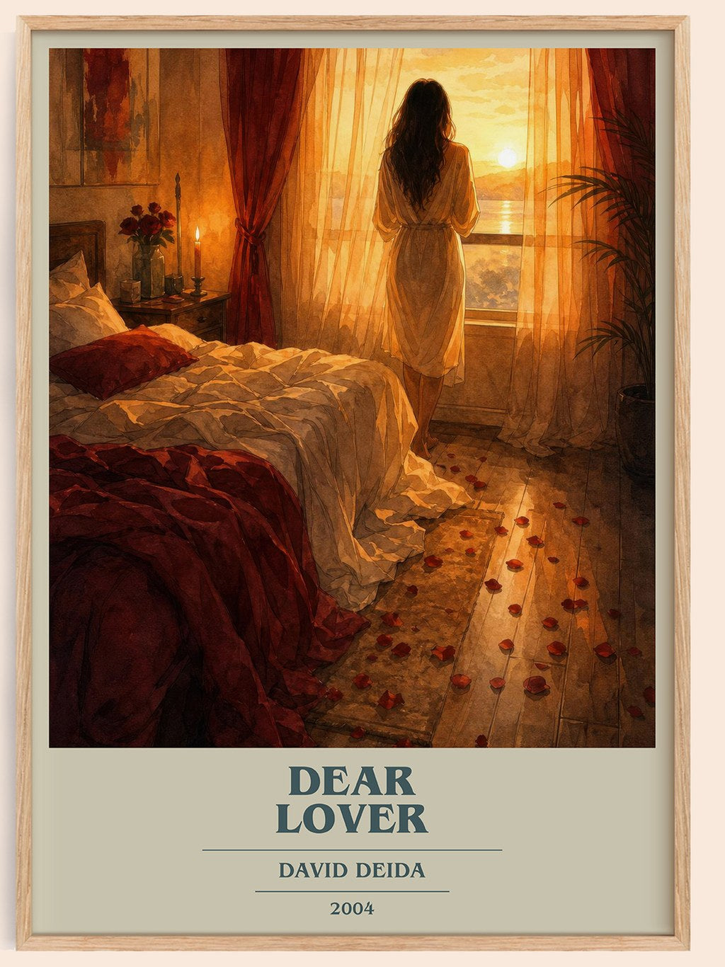 Dear Lover book cover book poster by David Deida – framed literary art print