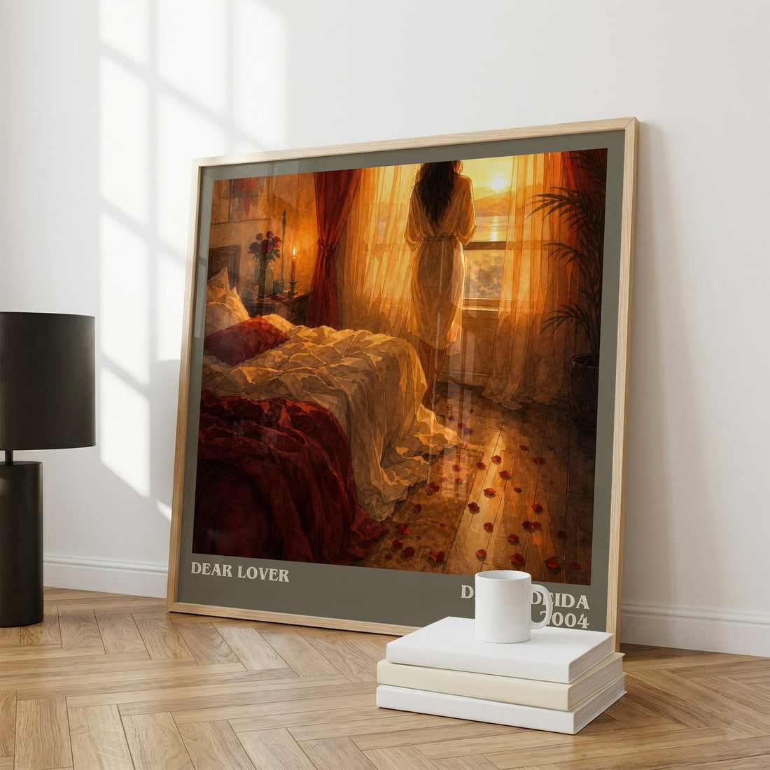 Dear Lover literary print framed by window – literary home decor