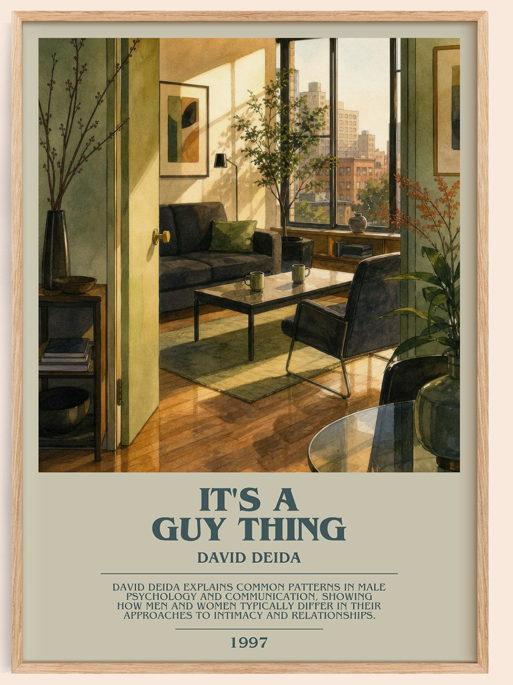 It's a guy thing bookish book poster by David Deida – framed literary art print