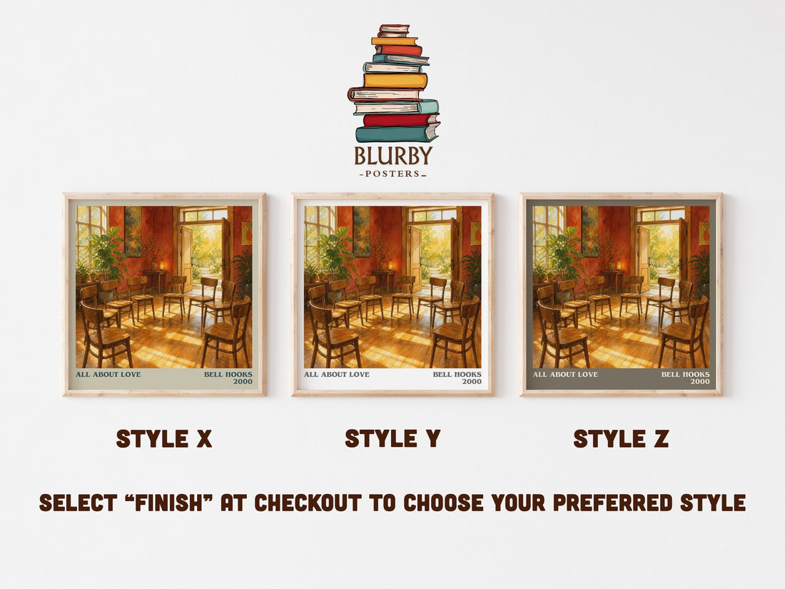 All About Love literary print in frame leaning in hallway – non fiction wall art (mockup)