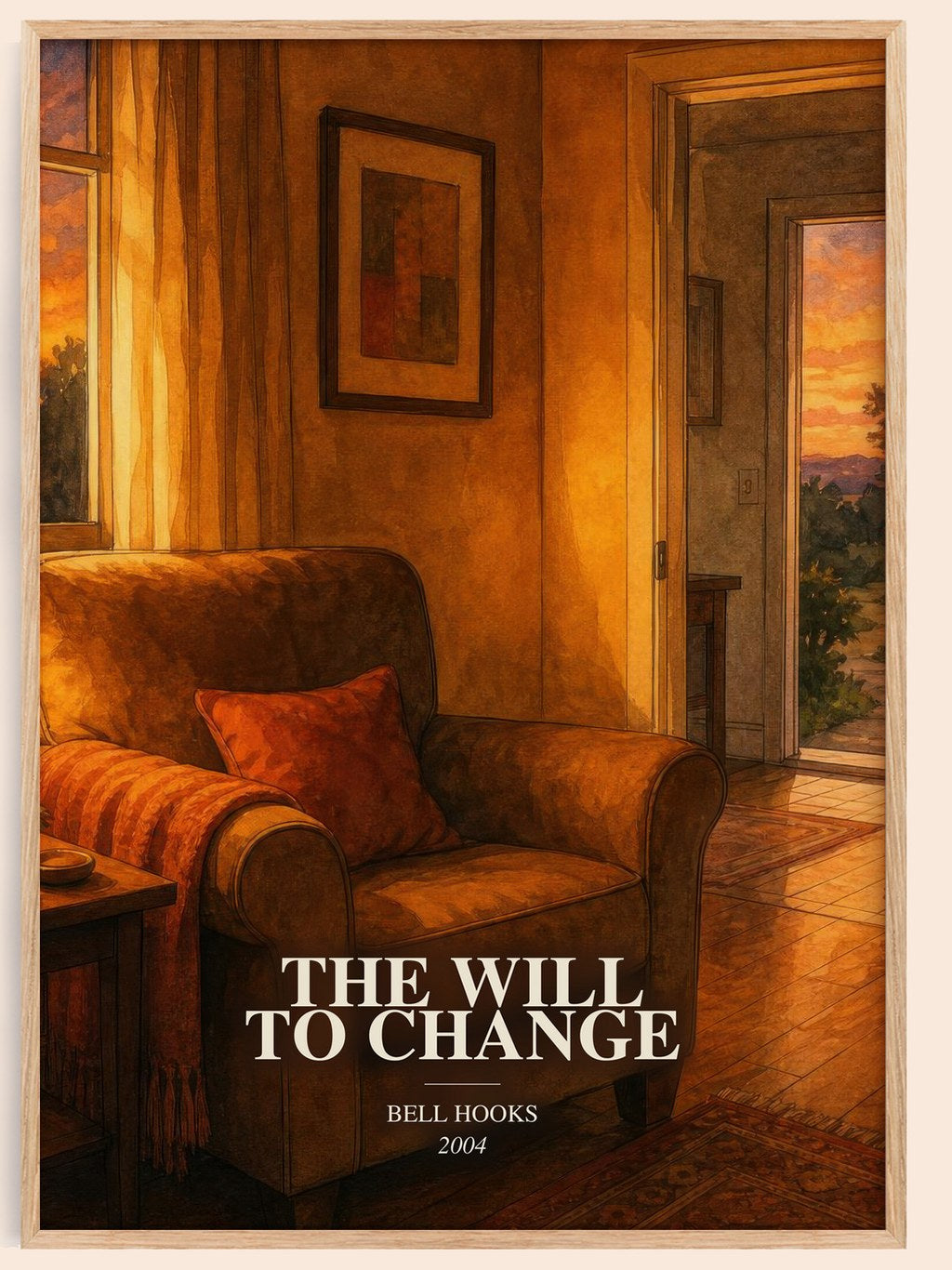 The will to change watercolour book poster by Bell Hooks – framed literary art print