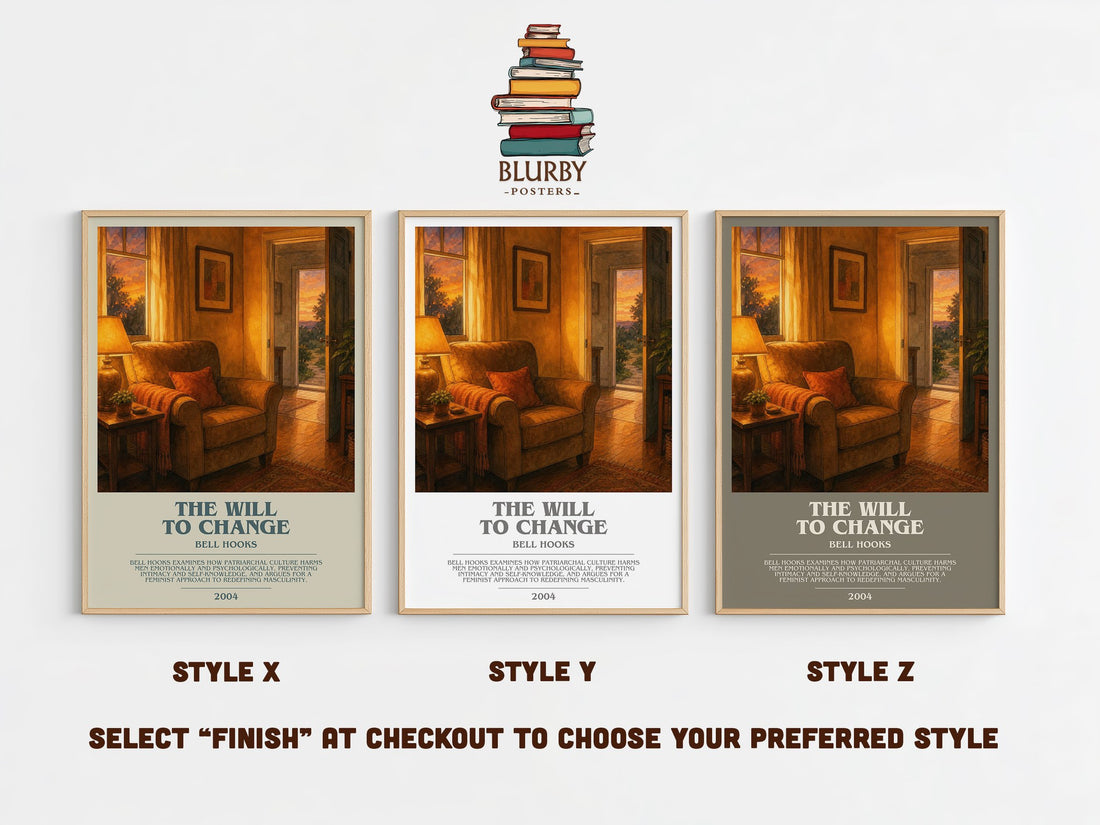 The will to change bookish print in frame leaning in hallway – non fiction wall art (mockup)