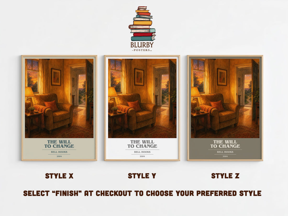 The will to change book cover print in frame leaning in hallway – non fiction wall art (mockup)