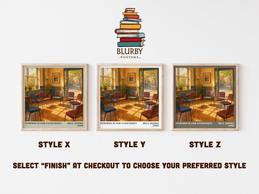 Feminism Is for Everybody literary print in frame leaning in hallway – non fiction wall art (mockup)