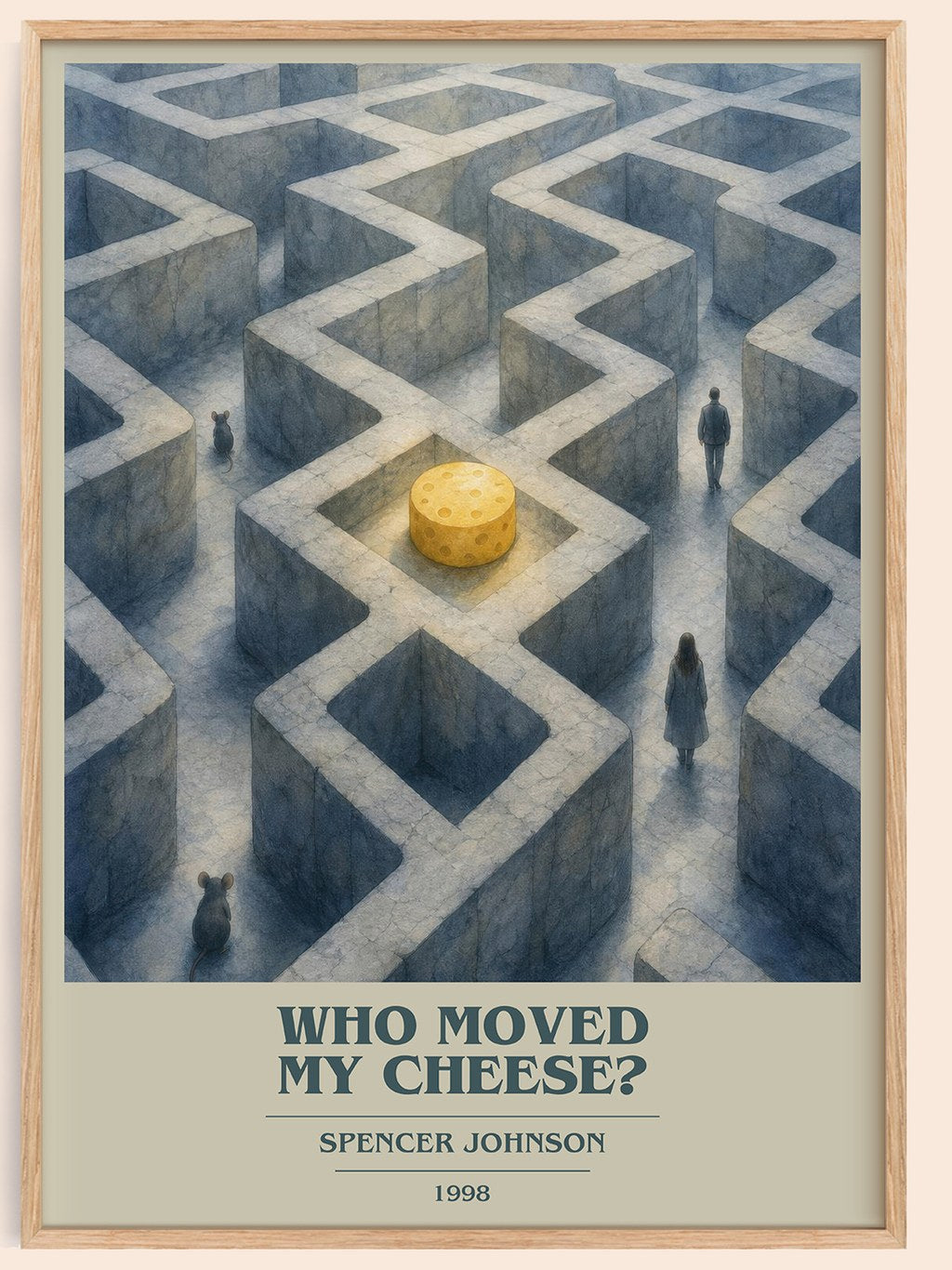 Who Moved My Cheese? book cover book poster by Spencer Johnson – framed literary art print